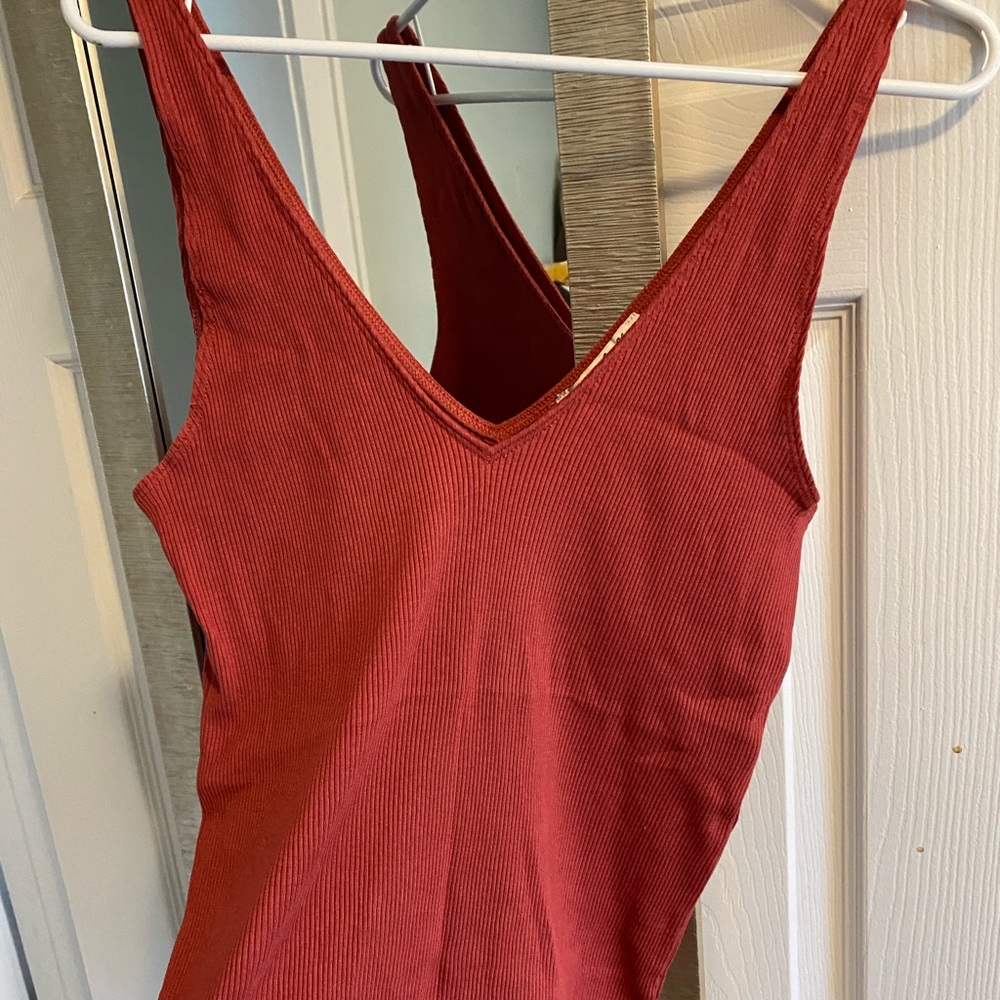 Red deep V Neck Express Tank